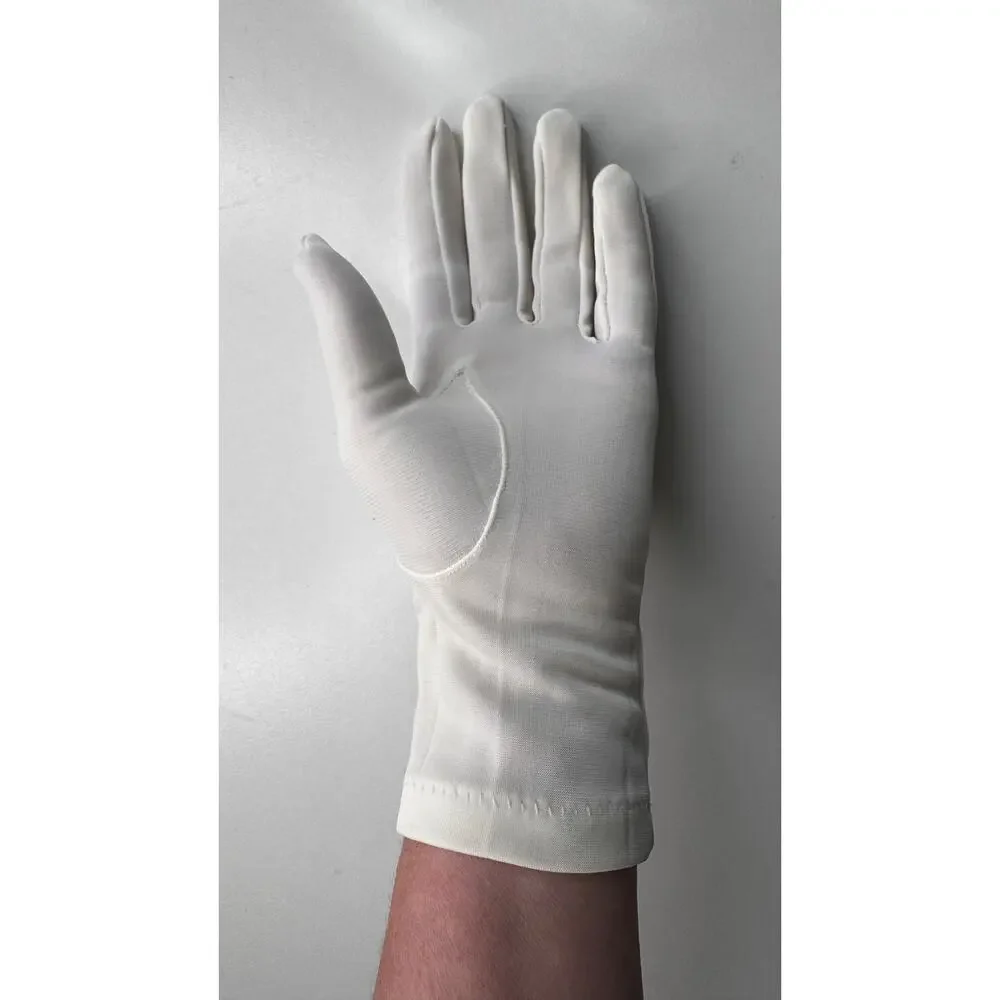 Vintage 1980s White/Ivory Unbranded Satin Beaded Floral Gloves XS S